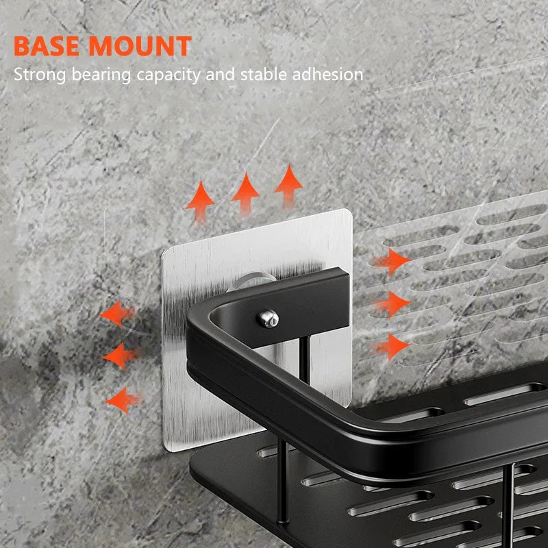 Wall Mounted Corner Bathroom Shelf Rack No Drill Shower Organizer Storage