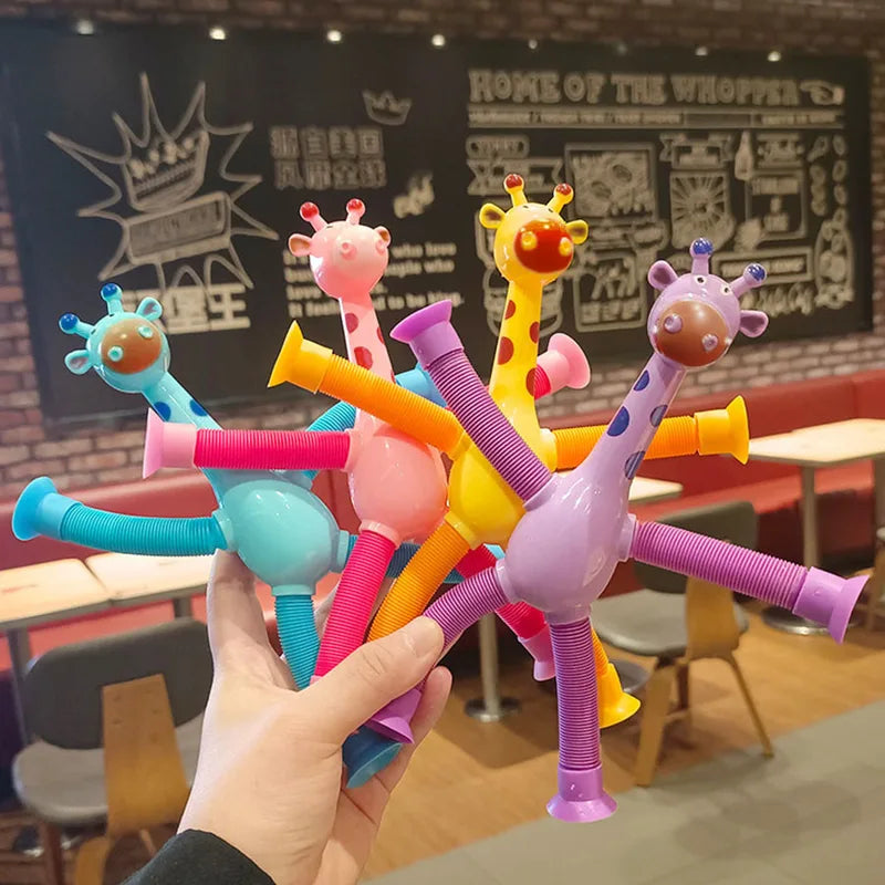Children's Giraffe Robot Toy with Suction Cup & Telescopic Features - Creative Puzzle