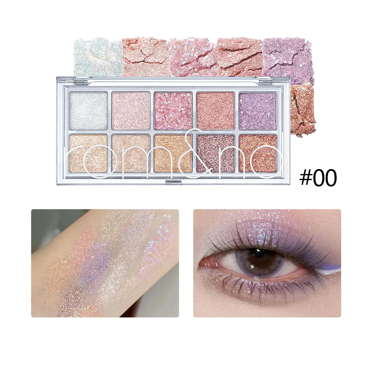 Long-Lasting Eyeshadow Palette with Matte, Shimmer & Glitter Shades - Korean Cosmetic