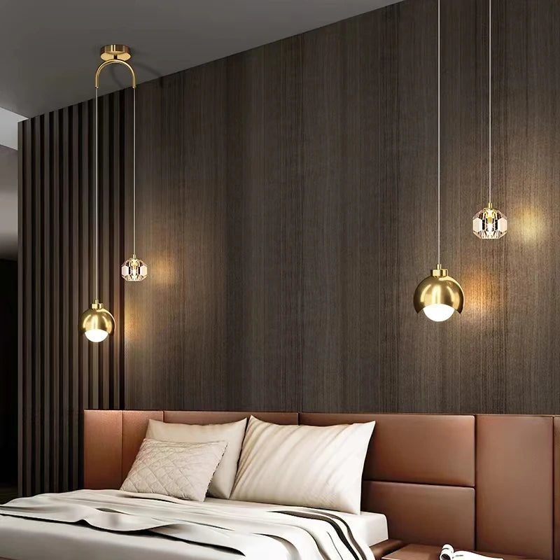 Modern Crystal Pendant Light for Living Room Bedroom Nordic Style Hanging Lamp