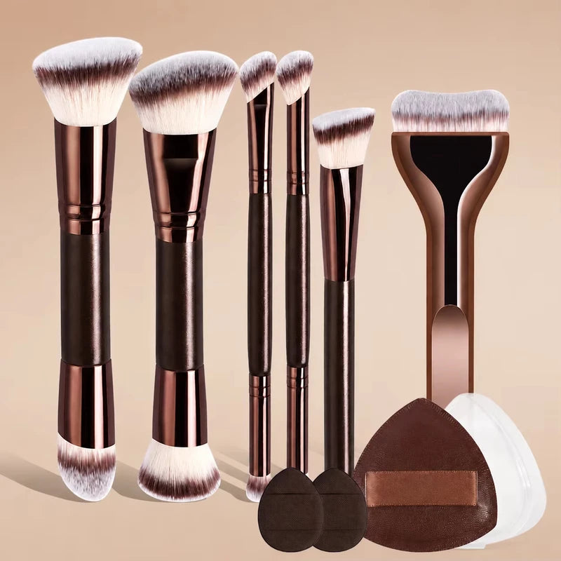 Multi-Functional Makeup Brush Set with Durable Handles - 6/9 Pieces for Face and Foundation