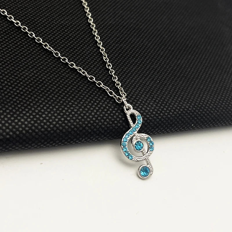 Delicate Crystal Music Note Necklace for Women & Girls - Musical Pendant Jewelry
