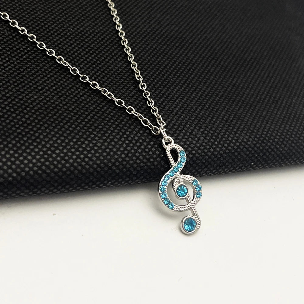 Delicate Crystal Music Note Necklace for Women & Girls - Musical Pendant Jewelry