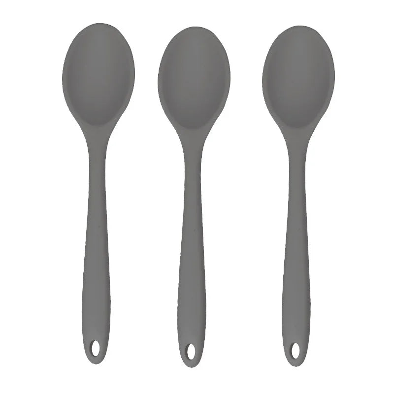 3pcs Silicone Soup Spoons Kitchen Mixing Ladles Non-Slip Cooking Utensils