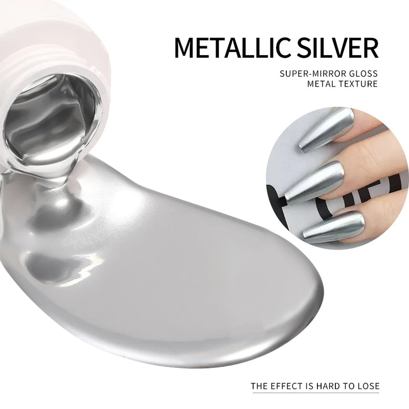 Metallic Nail Polish Set - 3D Chrome Mirror Finish for Manicure & French Art