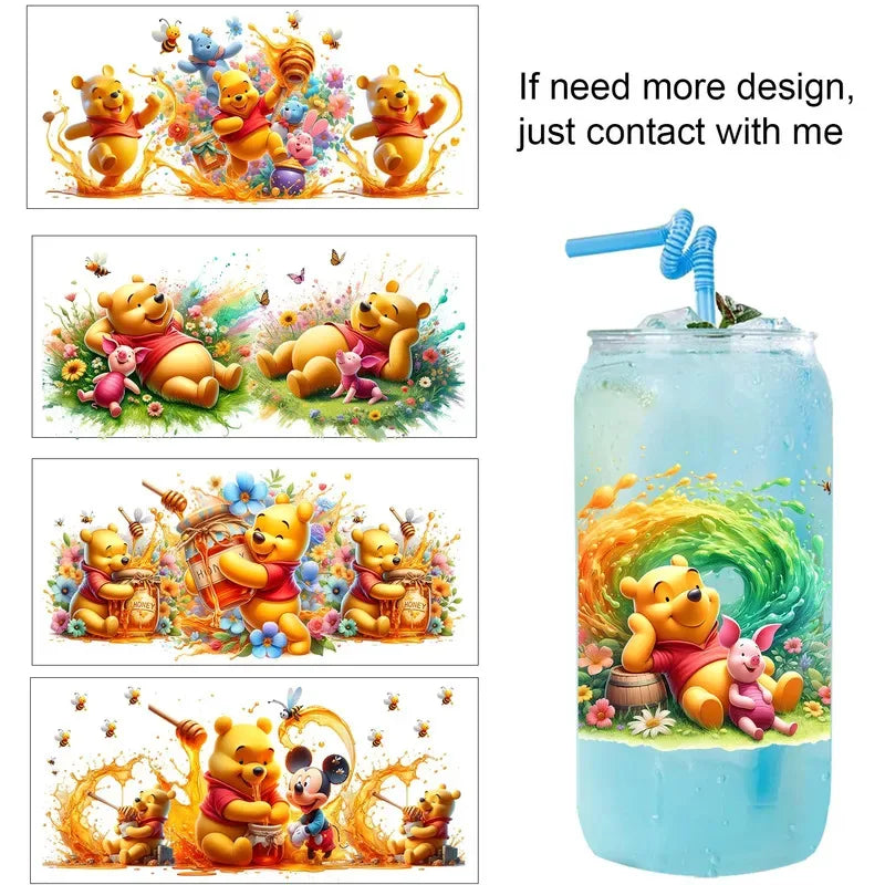 Watercolor Winnie Family UV DTF Transfer Stickers for Cups and Crafts - 30 Styles