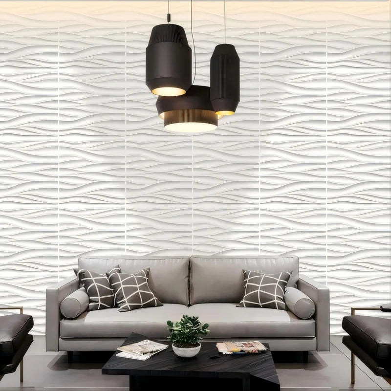 3D Wave Textured Wall Panels - Paintable Interior Wall Decor 30x30cm