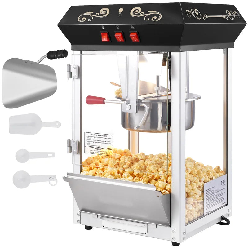850W Commercial Popcorn Maker Machine 8 Oz Kettle for Theater & Events