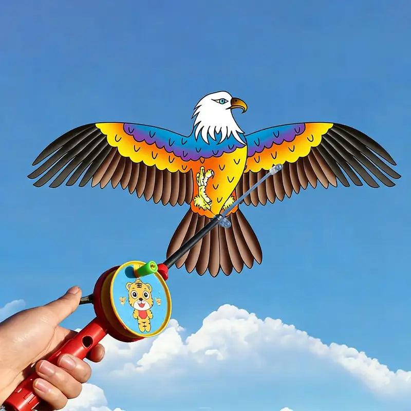 Kids Mini Fishing Rod Kite Set with Butterfly Parrot Design, Easy to Fly, Outdoor Beach Park Toy