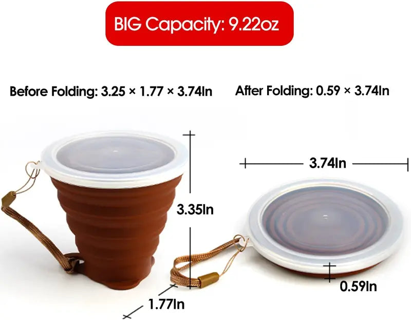 Collapsible Silicone Water Bottle with Measuring, Portable Travel Cup for Outdoors & Kids