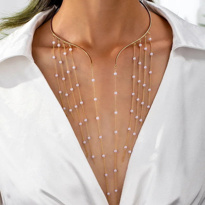 Pearl Tassel Necklace for Women - Elegant Fashion Jewelry, Party Gift