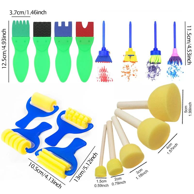 Set of 3-6 Painting Sponge Brushes for DIY Art and Craft Projects