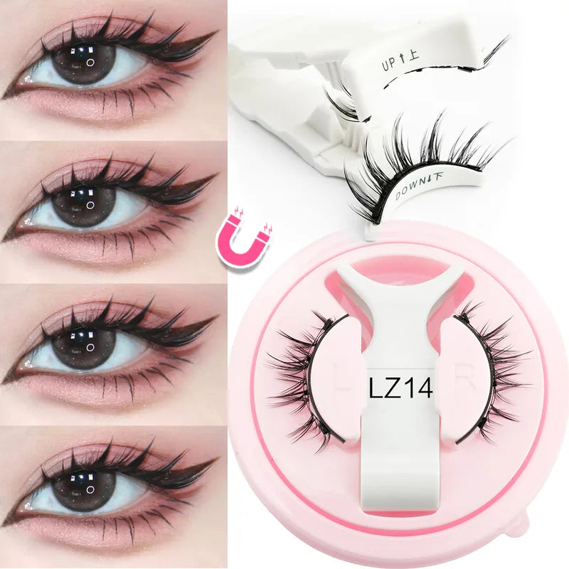 Reusable 3D Magnetic Faux Mink Eyelashes with Tweezers Makeup Set - Natural & Fluffy