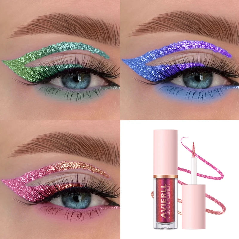 8-Color Waterproof Liquid Eyeliner Set - Long-Lasting Glitter Eye Makeup