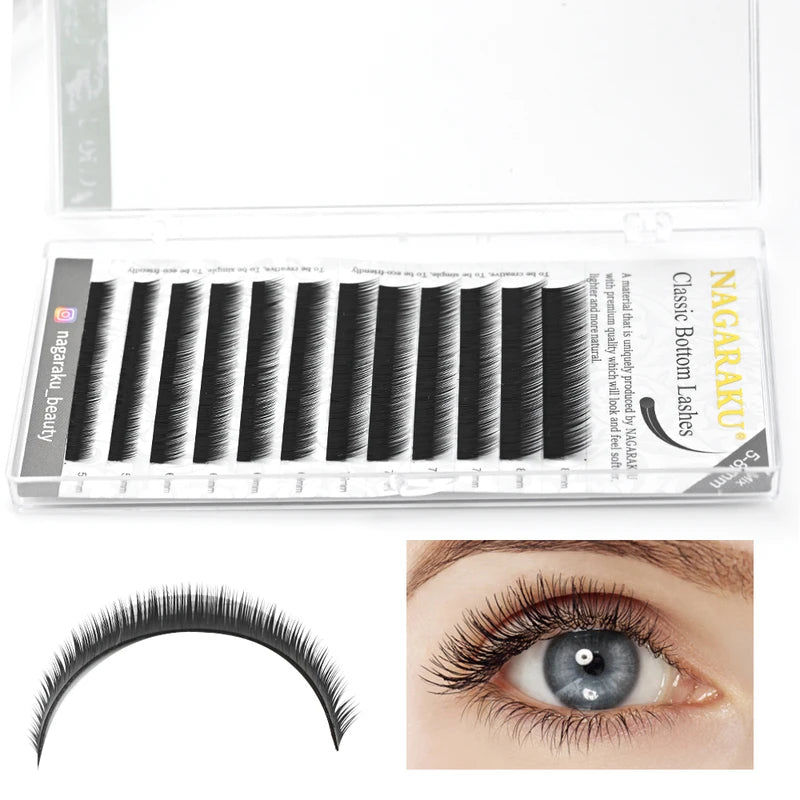 False Eyelash Extensions Bottom Lashes 0.10 J Curl Mix 5-8mm Matte Black 6 Pairs