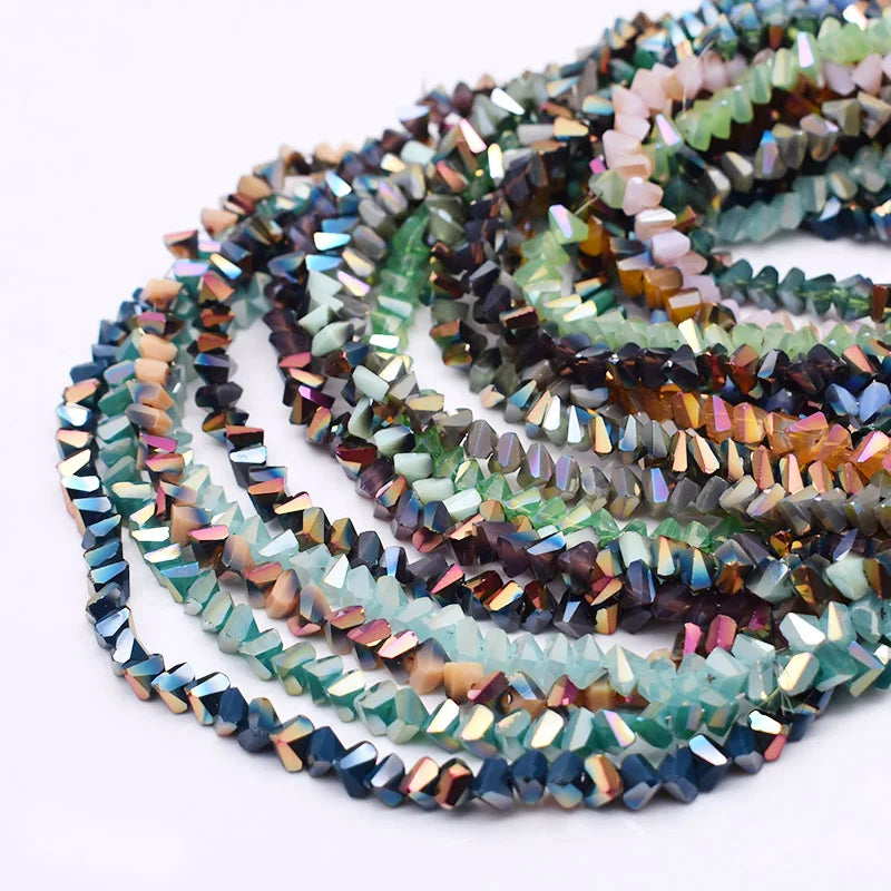 Faceted Triangle Glass Beads for Jewelry Making - Loose Crystal Spacer Beads