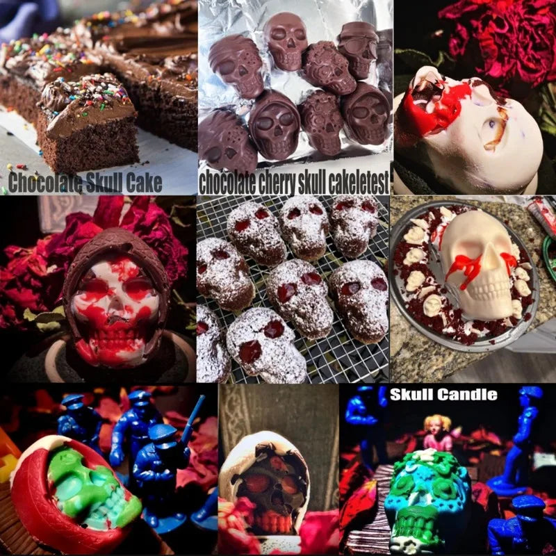 10-Grid Skull Ice Cube Mold for Halloween Kitchen Baking Reusable Silicone DIY Tool