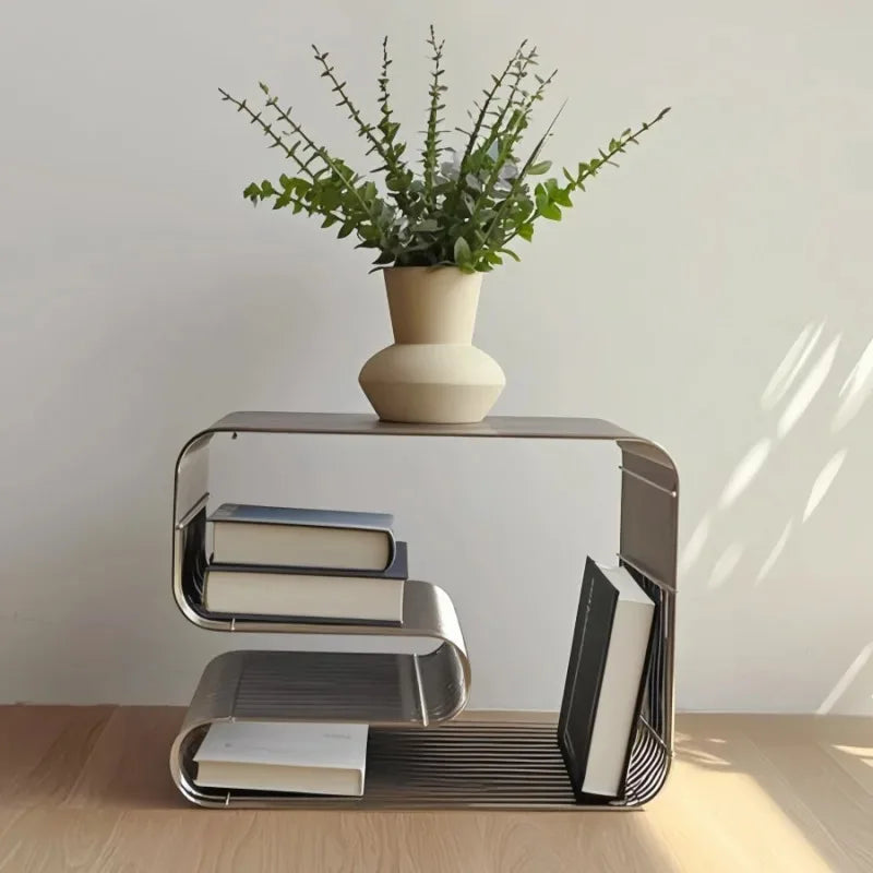 Modern Scandinavian Metal Coffee Table with Storage - Minimalist Living Room Side Table