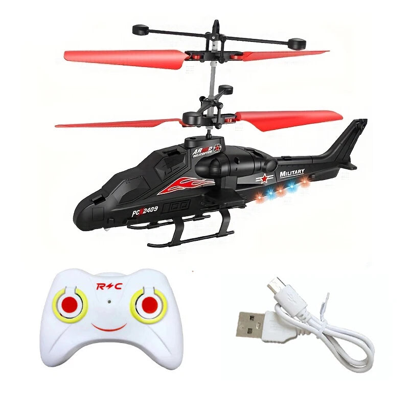 2-Way Remote Control Airplane Helicopter with LED Lights & USB Charging - Toy Drone
