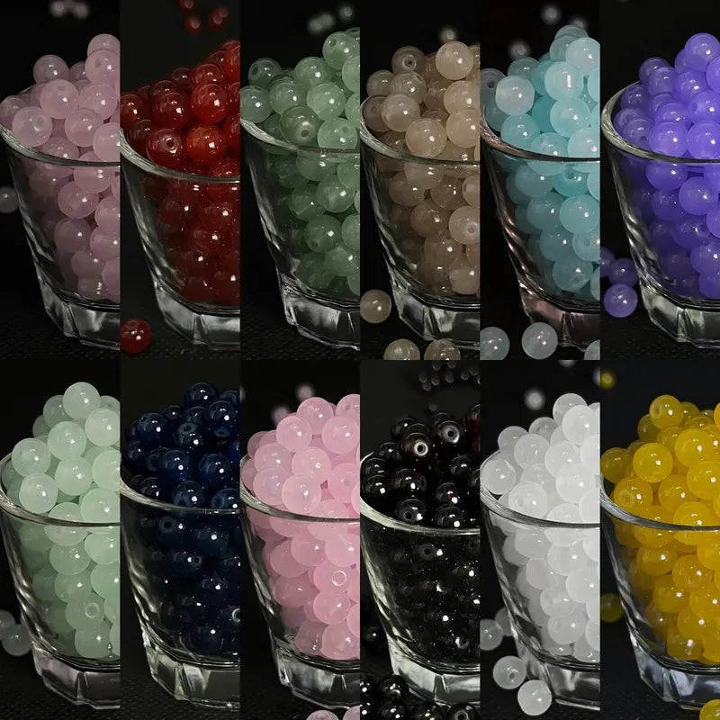 60pcs 8mm Glass Beads for Jewelry Making Loose Round Beads DIY Craft Supplies