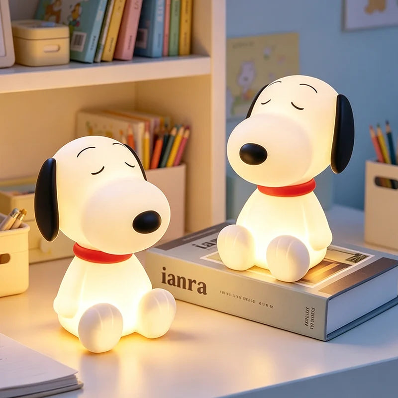 Snoopy Night Light Dimmable Bedside Lamp Cartoon Bedroom Decor Rechargeable Timer Cute Gift