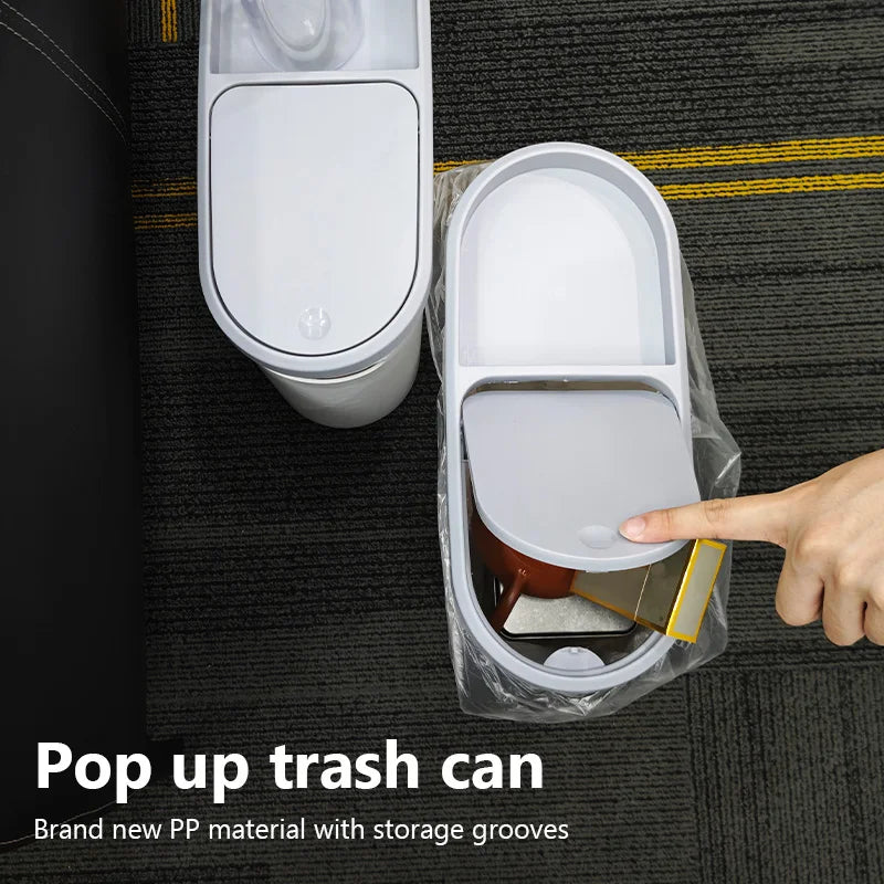 Large Capacity Bathroom Trash Can with Lid - Creative Plastic Garbage Bin for Kitchen & Room