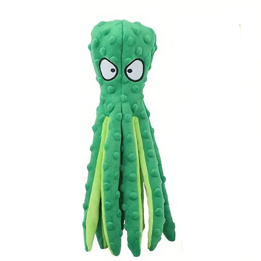 Dog Plush Toy Octopus Non-Stuffed Squeaky Chew Toy for Small Medium Dogs