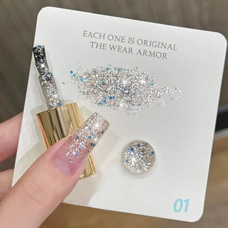 Star-Chasing Moon-Chasing Gel Nail Polish Set - Bright White & Glitter Finish