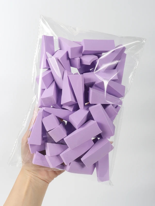 Set of 50 Colorful Makeup Sponges - Latex-Free Small Wedge Applicators