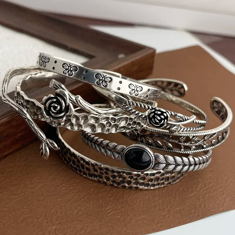 925 Sterling Silver Bracelet for Women Vintage Flower Chain Jewelry Gift