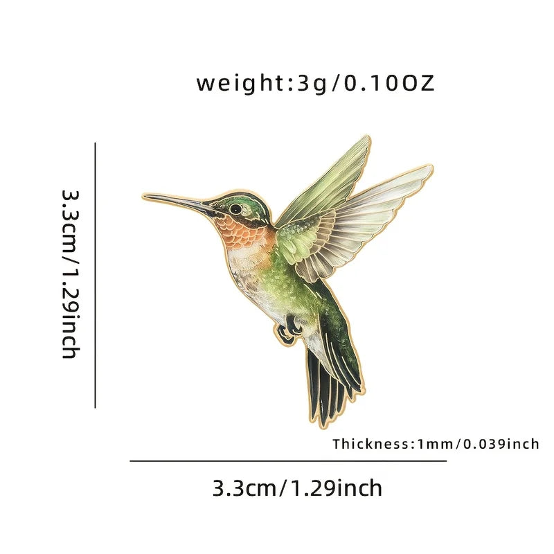 Colorful Hummingbird Enamel Brooch Lapel Pin - Zinc Alloy & Silicone Jewelry
