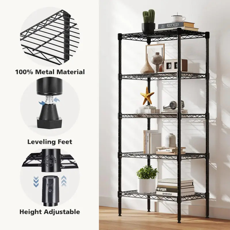 Heavy Duty Metal Wire Storage Shelves - Adjustable Multi-Tier Organizer for Living Room & Kitchen