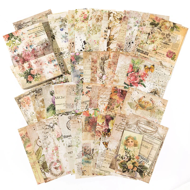 100 pcs Vintage Scrapbooking Paper Set for DIY Album & Craft Projects - Multiple Colors
