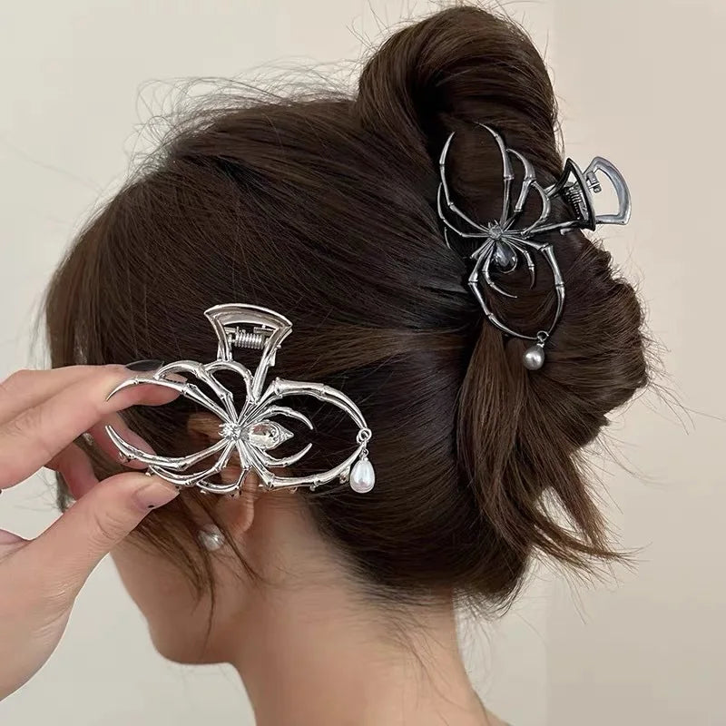 Black Spider Hair Claw Clips Gothic Metal Hair Accessories Strong Hold Punk Style