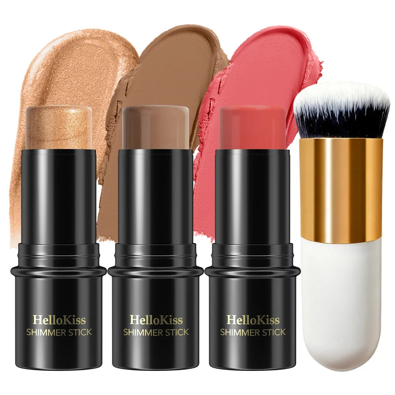 4-Piece Contour Makeup Set with Highlighter, Blush & Bronzer - Long-Lasting & Perfect for Gifts