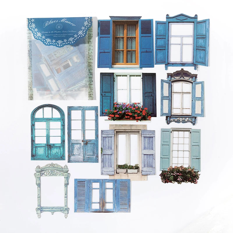 10 Sheets Vintage Hollow Door Window Stickers for Diy Diary Scrapbooking Stationery