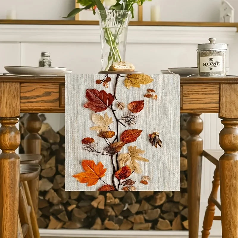 Autumn Fallen Leaf Table Runner Natural Dried Leaves & Vine Design - Multiple Sizes