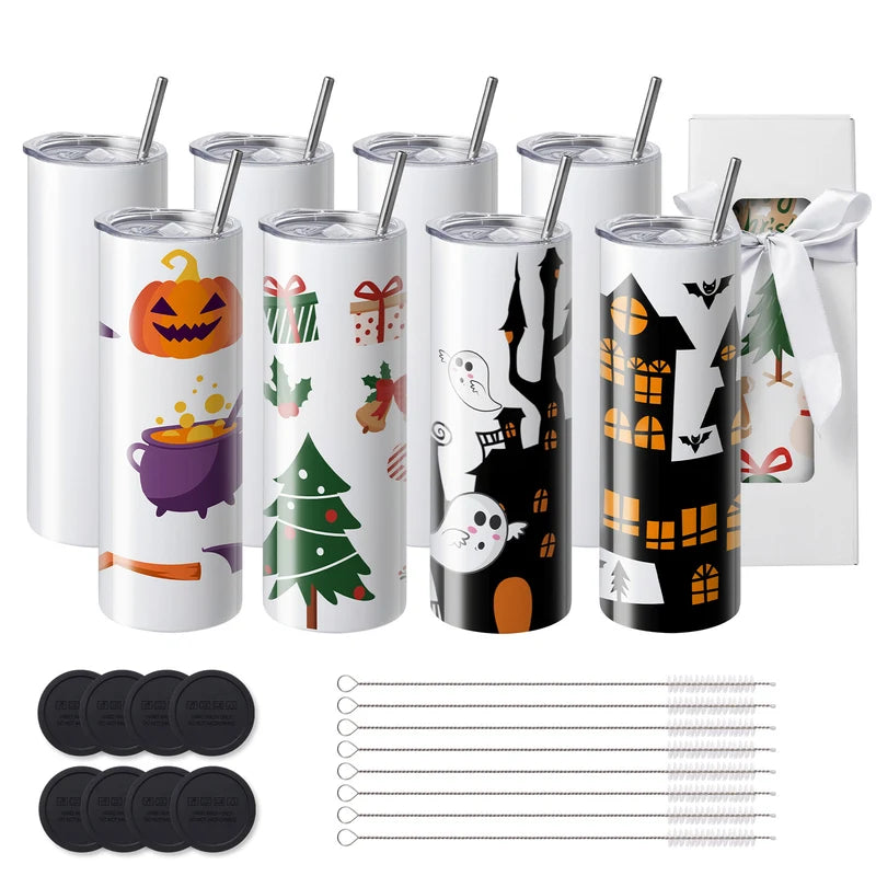 Sublimation Tumblers Bulk Set - Food-Grade Stainless Steel, 8/12/14/16/24/50PC