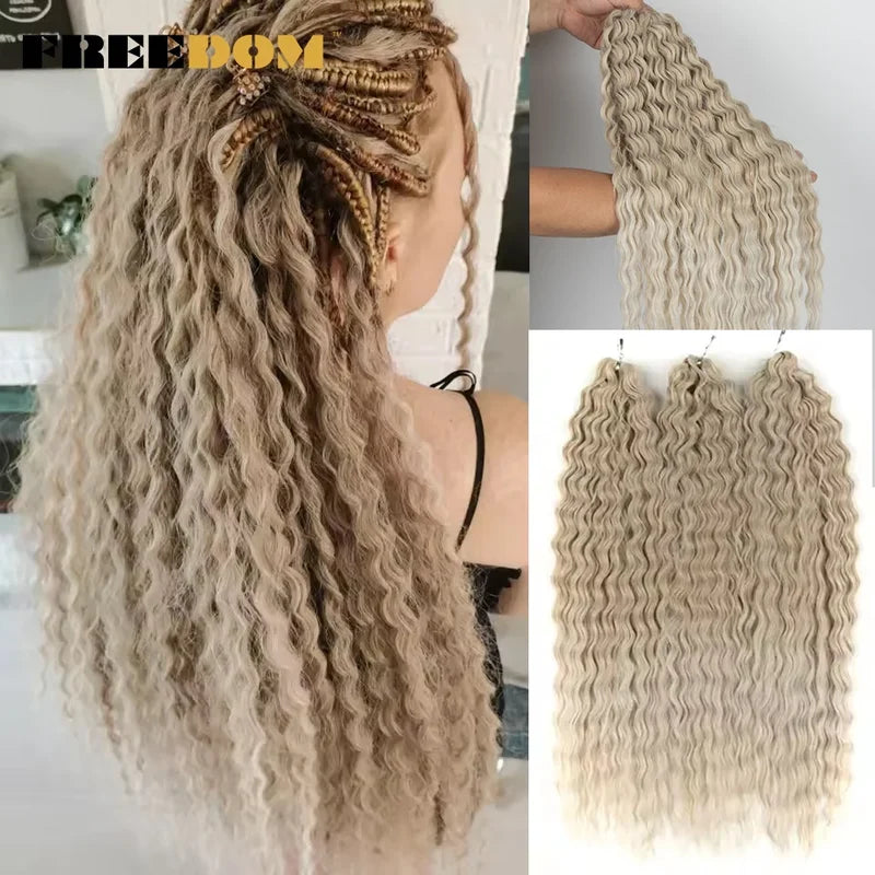 Synthetic Twist Crochet Hair Extensions - 22 Inch Curly Wavy Braids with Ombre Rainbow Colors