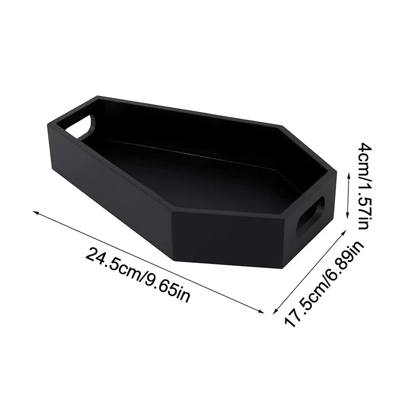 Coffin Shape Black Wooden Storage Tray Gothic Decor Halloween Gift