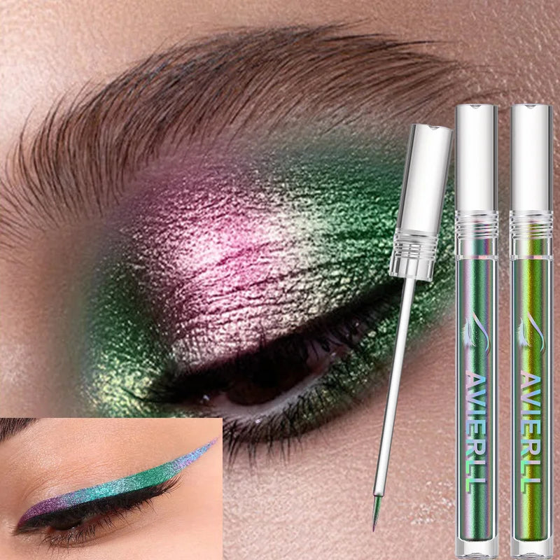 Multichrome Glitter Eyeliner Pen - Shiny Metallic Liquid Eye Makeup, 6 Color Options