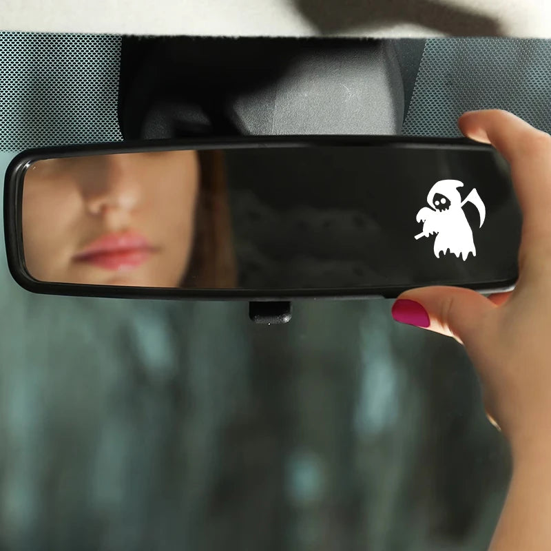 Halloween Ghost and Bat Vinyl Car Rearview Mirror Decals - Spooky Car Accessories