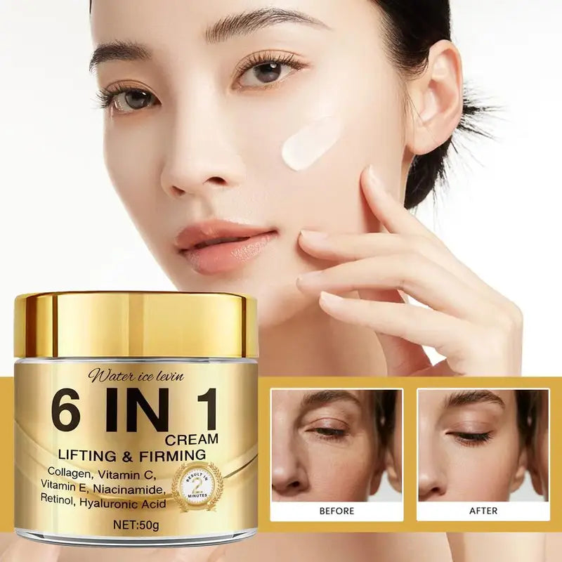 6-in-1 Collagen Face Cream with Vitamin C, E, Retinol & Hyaluronic Acid - 50g