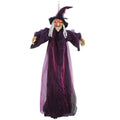 Life Size Talking Witch Halloween Decor - Purple Outdoor Animatronic with Voice Control