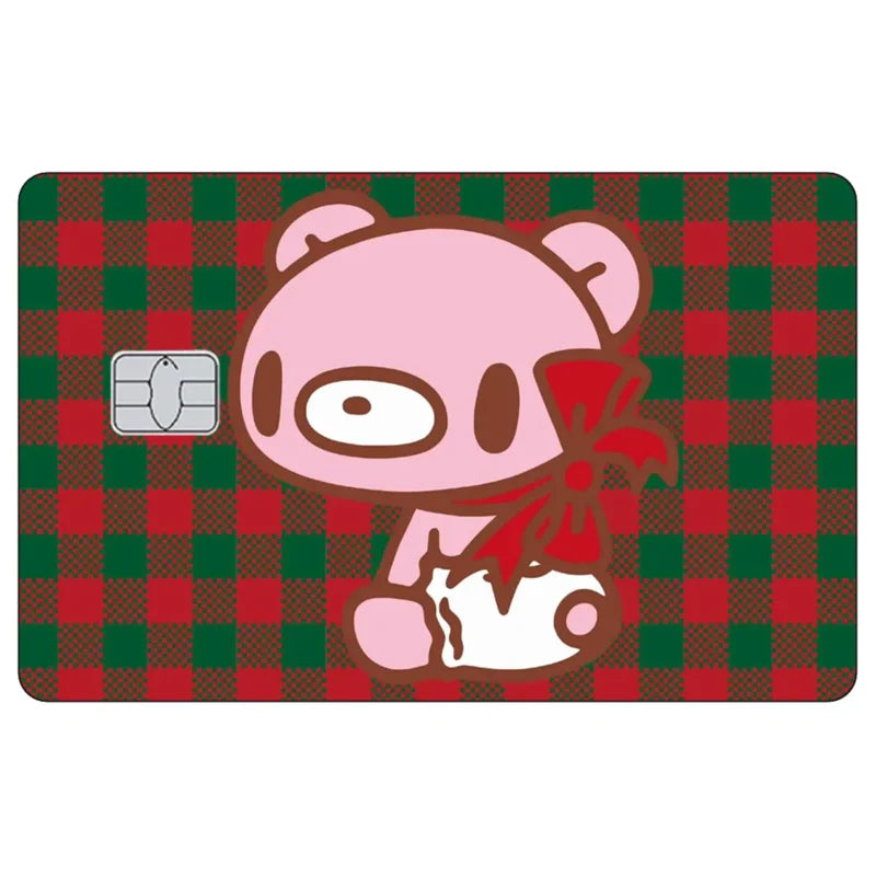 Cute Pink Bear Credit Card Skin Stickers for Visa JCB Mastercard IC Cards