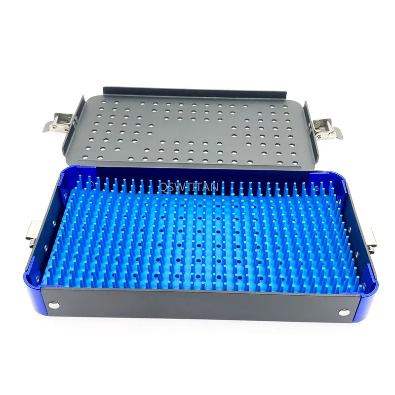 Dental & Surgical Aluminum Sterilization Tray Case with Silicone Pad - Single Level