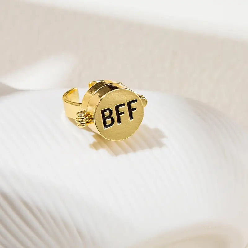 Magnetic BFF Rings Set - Adjustable Cartoon Friendship Jewelry for Best Friends