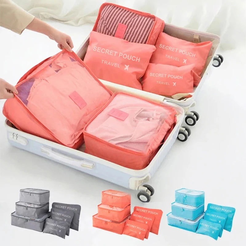 Large Capacity Waterproof Travel Storage Bags Set with Zippers - Multi-Size Organizers for Clothes and Underwear