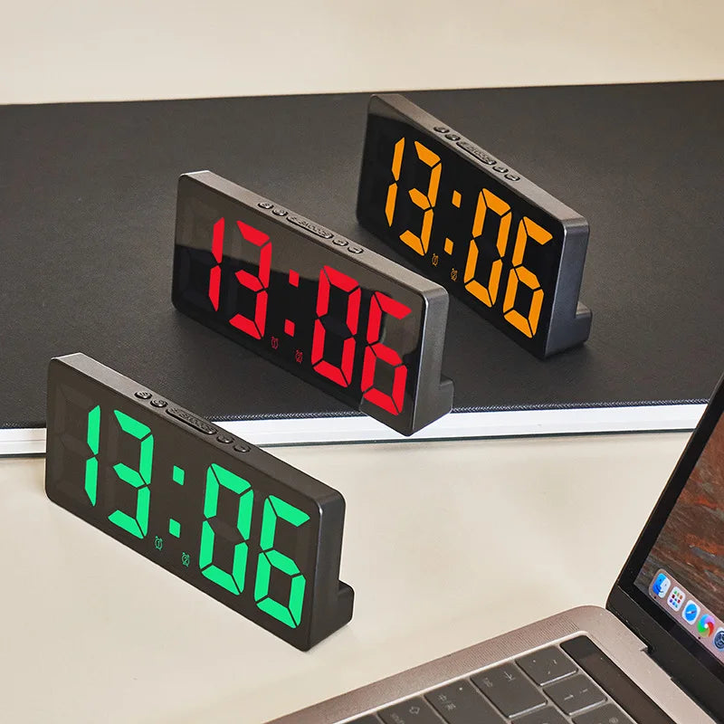 Digital Alarm Clock with Voice Control, Night Mode & Snooze - Battery Powered