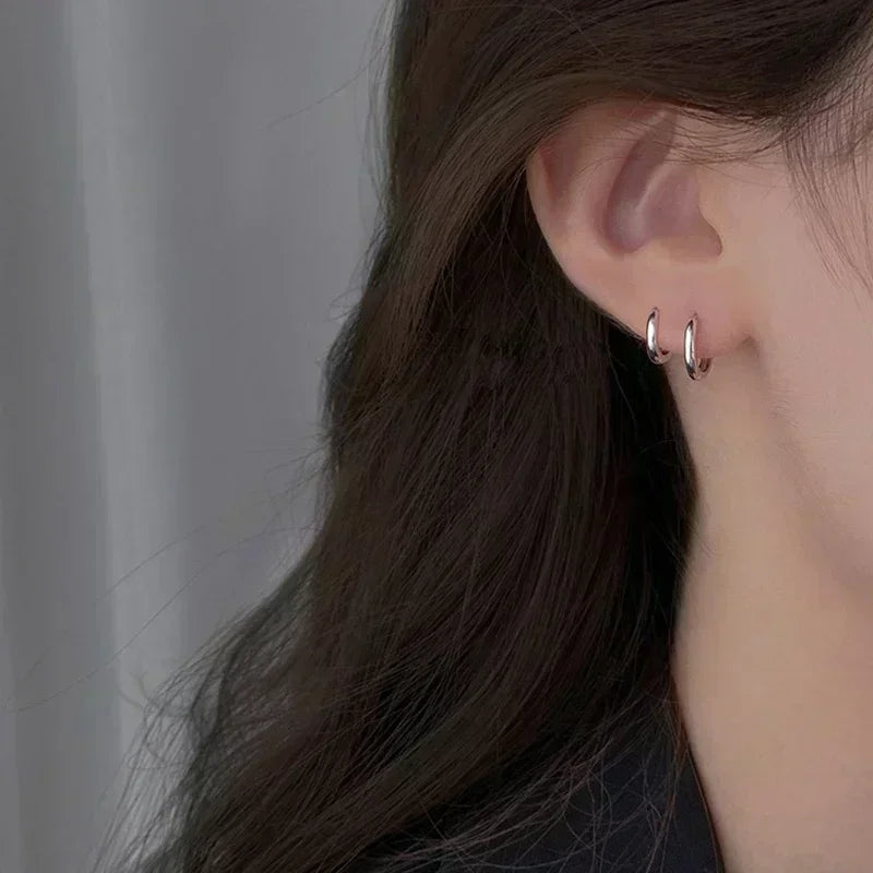 Minimal Glossy Hoop Earrings for Women and Men - Tiny Cartilage Piercings, Trendy Gold & Silver Options